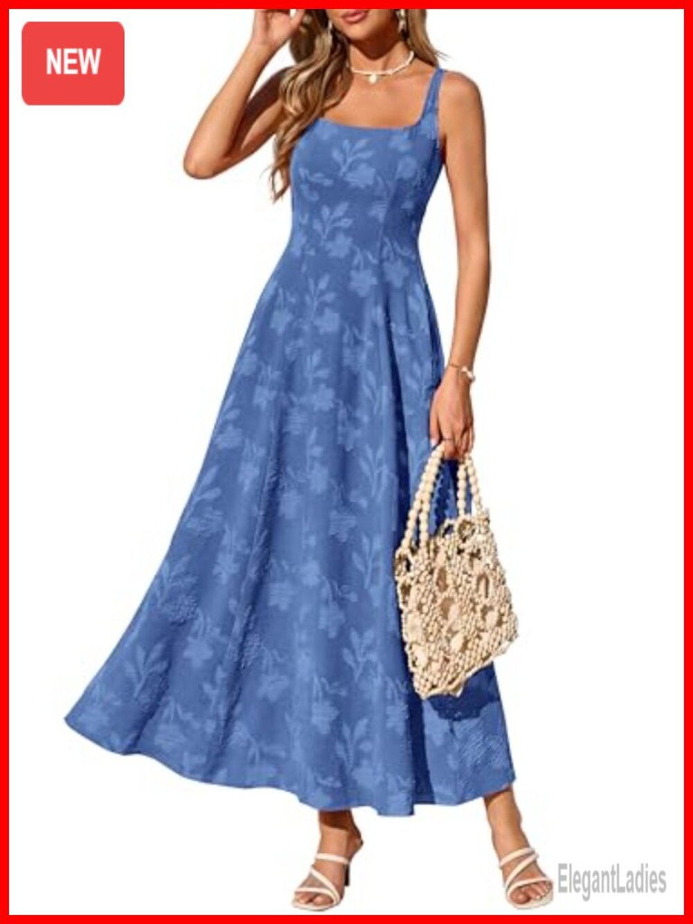 Women's Sleeveless Square Neck Floral Maxi Dress Boho Beach Vacation Formal